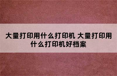 大量打印用什么打印机 大量打印用什么打印机好档案